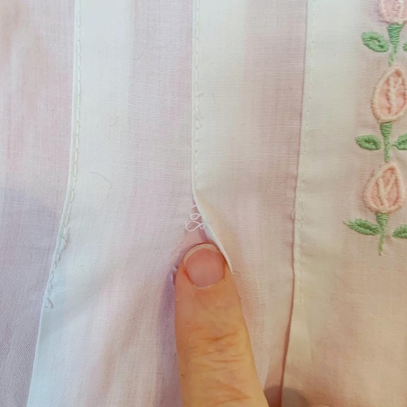 Vintage 70s 2Pc Pink White Apron Prairie Dress Size 3T - Picture 5 of 10